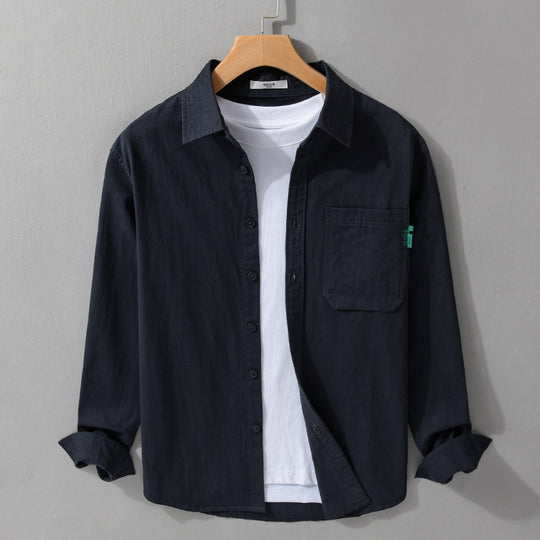 Herren Leichtes Baumwoll-Layering-Overshirt mit Brusttasche und Kentkragen Shop Nory