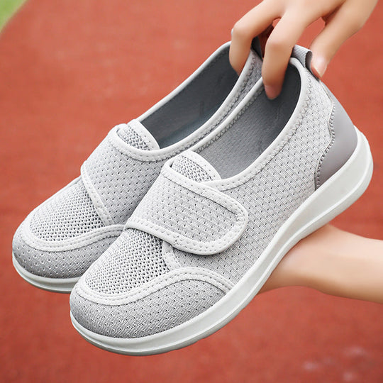 Damen Bequeme Slip-On Sportschuhe mit elastischem Klettverschluss und atmungsaktivem Mesh-Obermaterial Shopnory