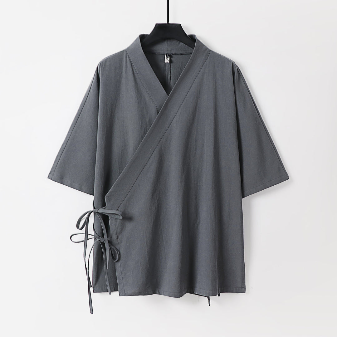 Damen Wickel-Kimono-Oberteil mit kurzen Ärmeln und Seitenschnürung Shop Nory