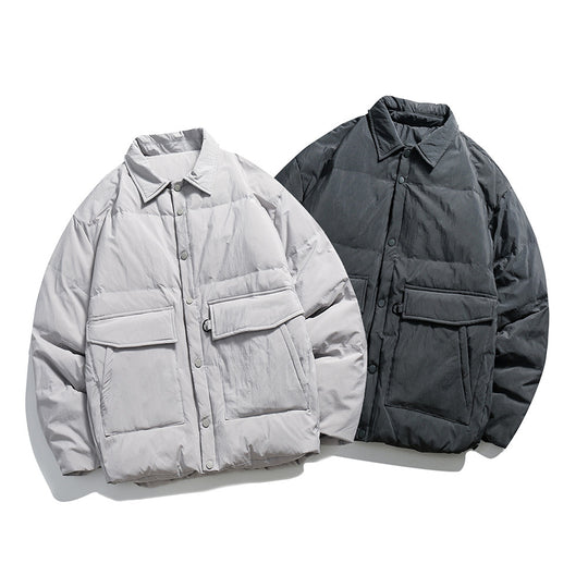 Unisex Boxy wattierte Hemdjacke mit großen Klapptaschen und Druckknopfverschluss Shop Nory
