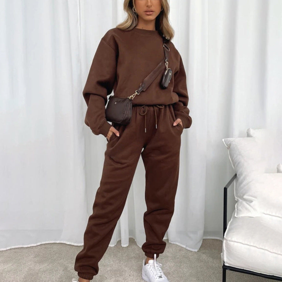 Damen kuscheliges Relax-Sweatshirt- und Jogger-Set aus angerautem Baumwollmix mit Raglanärmeln Shop Nory