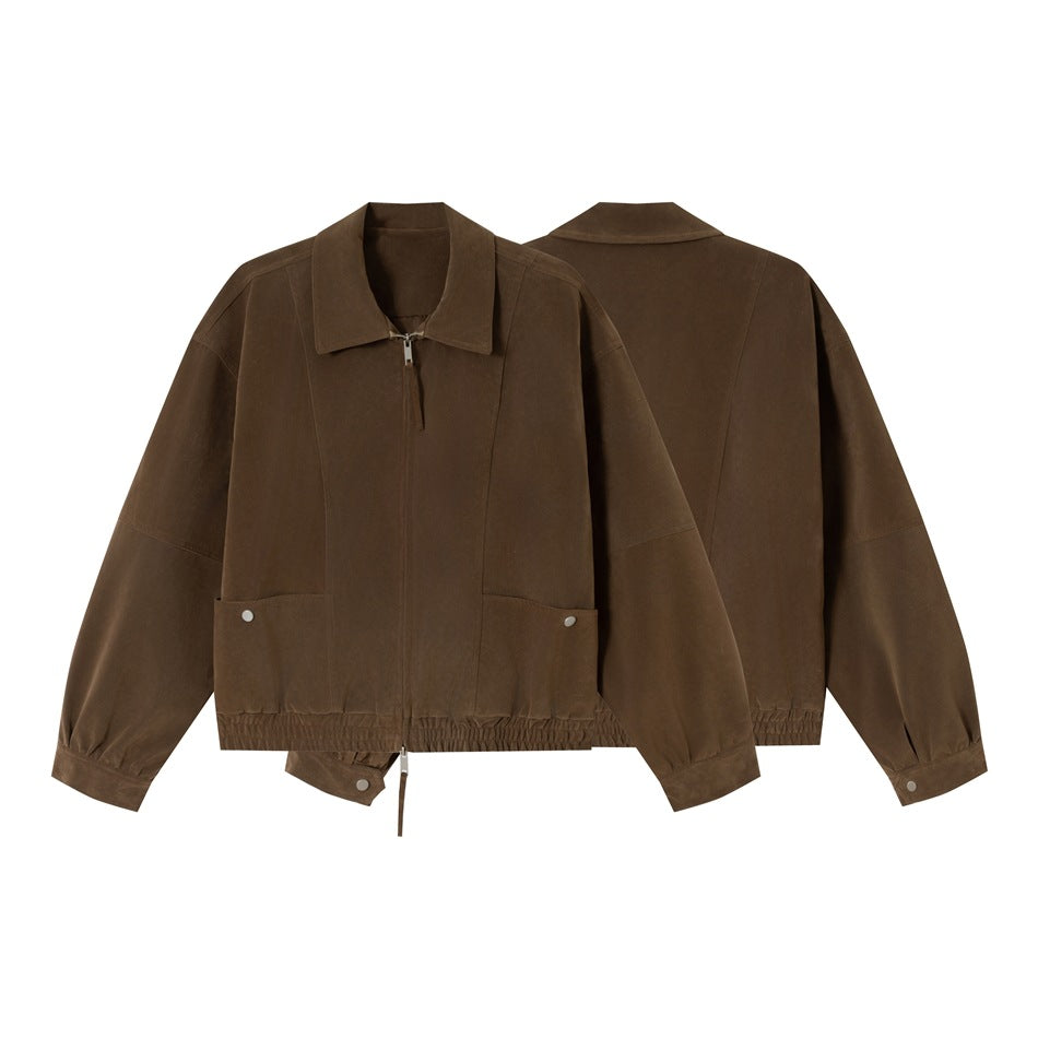Herren Boxy-Veloursblouson mit Hemdkragen und elastischem Saum Shop Nory