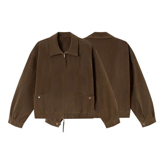 Herren Boxy-Veloursblouson mit Hemdkragen und elastischem Saum Shop Nory