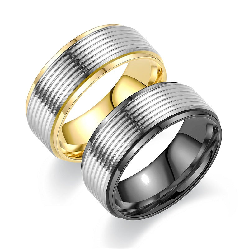 Herren Ring mit kunstvollem, geripptem Design und luxuriöser Edelstahloberfläche Shop Nory