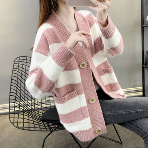 Damen Strickcardigan mit Taschen und Knopf Shop Nory