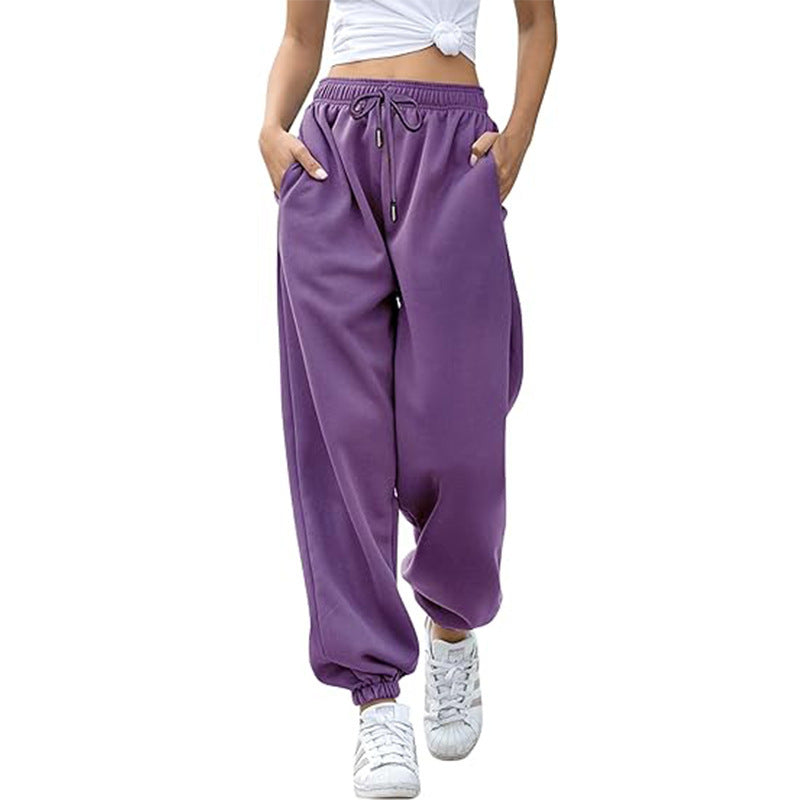 Damen nan Cozy-Sweat-Palazzohose mit hohem Komfortbund, integriertem Kordelzug und gerafften Knöchelabschlüssen Shop Nory