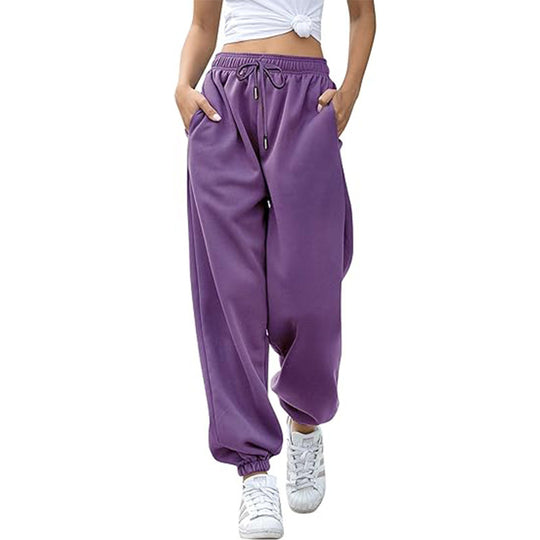 Damen nan Cozy-Sweat-Palazzohose mit hohem Komfortbund, integriertem Kordelzug und gerafften Knöchelabschlüssen Shop Nory