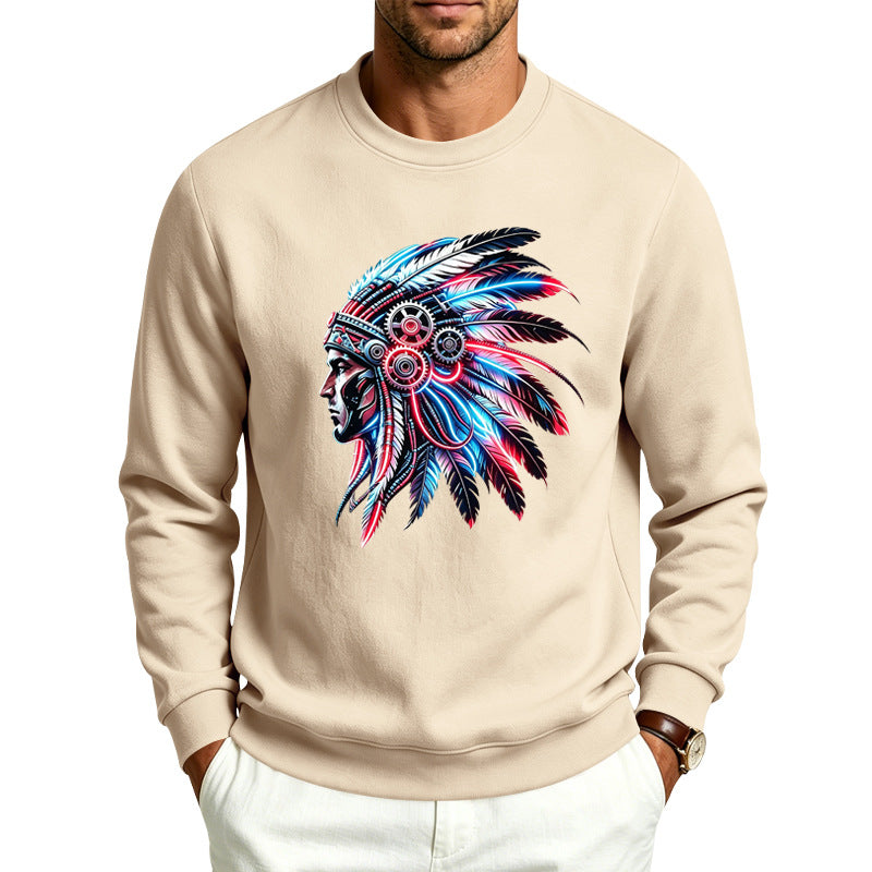 Herren Sweatshirt mit detailreichem Federschmuck-Print Shop Nory