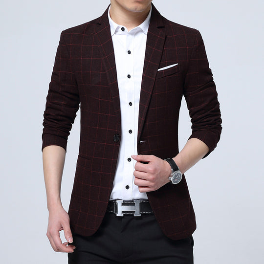 Herren Karierter Slim-Fit Sakko im Business-Casual Stil Shop Nory