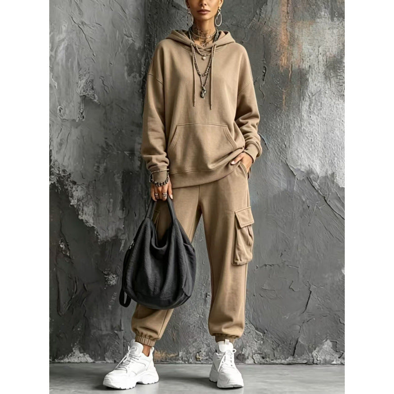 Damen Oversize Hoodie- und Cargo-Jogger-Set aus French Terry Shop Nory