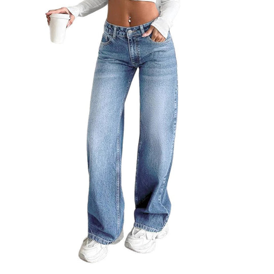 Damen Weite Jeans mit lässigem Schnitt und hohem Bund