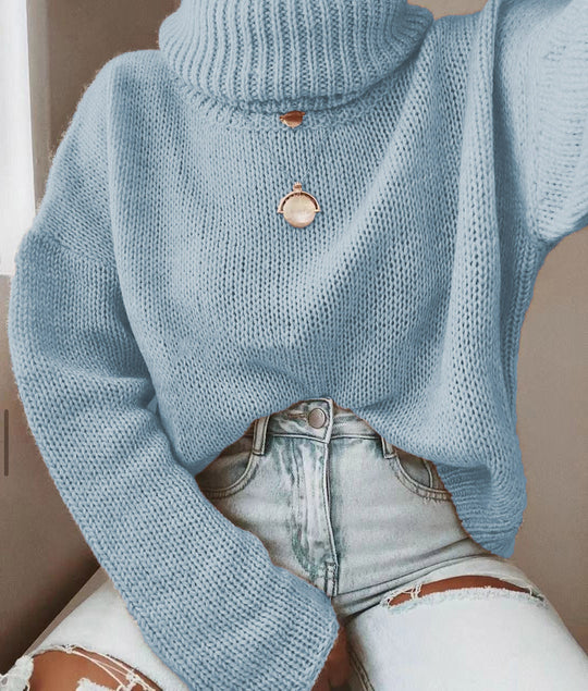 Damen Oversize Rollkragenpullover grobgestrickt mit weitem Schnitt Shop Nory