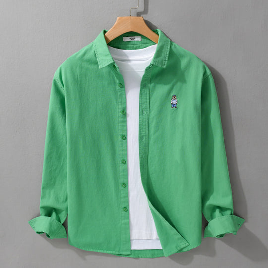 Herren Leichtes Hemd-Overshirt aus Baumwolltwill mit kleiner Figurenstickerei und kastigem Schnitt Shop Nory