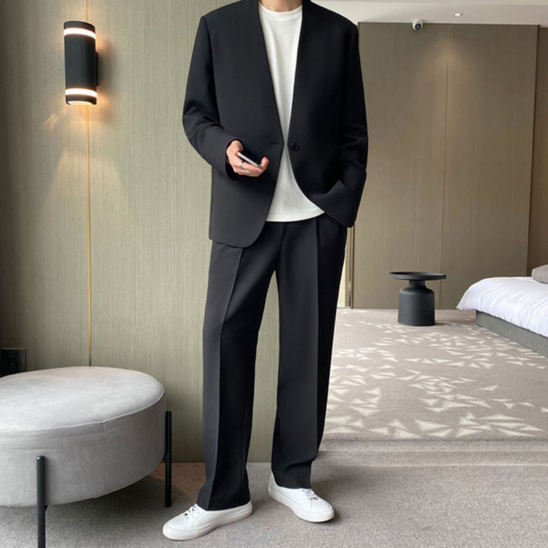 Herren Minimalistisches Kasten-Sakko und weite Bundfalten-Anzughose Shop Nory