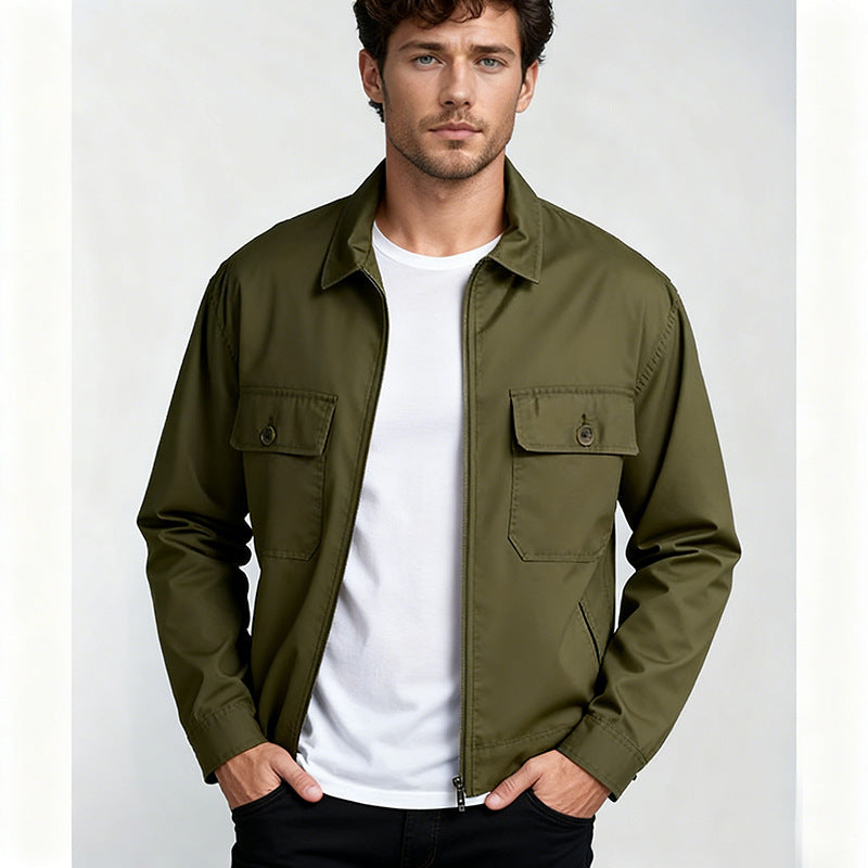 Herren Overshirt im Workwear-Stil mit durchgehendem Reißverschluss und aufgesetzten Brusttaschen Shop Nory