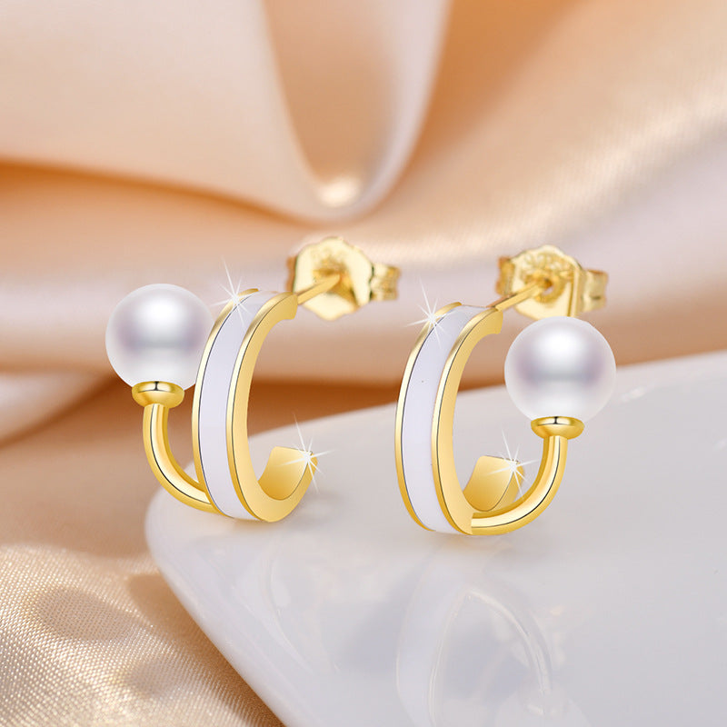 Damen Elegante Ohrringe mit Perlen und Kristallen Shop Nory