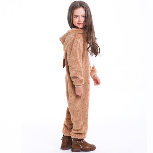 Mädchen Plüsch Rentier Overall mit Kapuze und Ohren Shop Nory