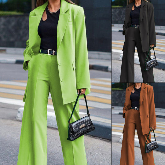 Damen Oversized Blazer und Weite Hose Kombination Shopnory