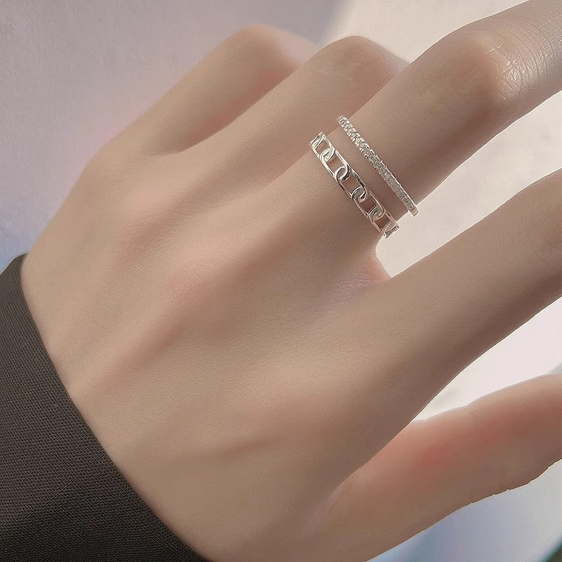Damen Offener Ring mit funkelndem Zirkonia und modernem Kettendesign Shop Nory