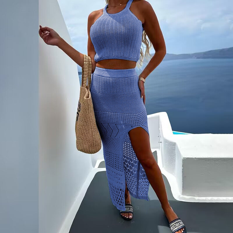 Damen luftiges gestricktes Deux-Pièces-Set