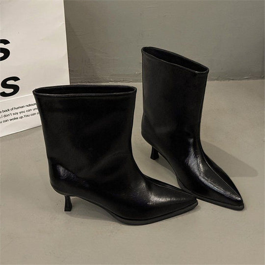 Damen spitz zulaufende Stiefelette mit sculpted Kitten-Absatz und mid-calf Schaft Shop Nory
