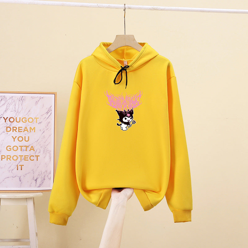 Damen nan Kapuzenpullover mit Gothic‑Kawaii Print, Oversize‑Schnitt und weichem Fleeceinnenfutter Shop Nory