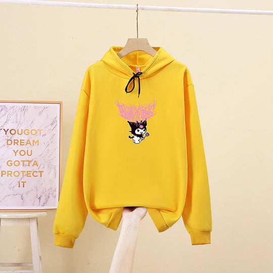 Damen nan Kapuzenpullover mit Gothic‑Kawaii Print, Oversize‑Schnitt und weichem Fleeceinnenfutter Shop Nory