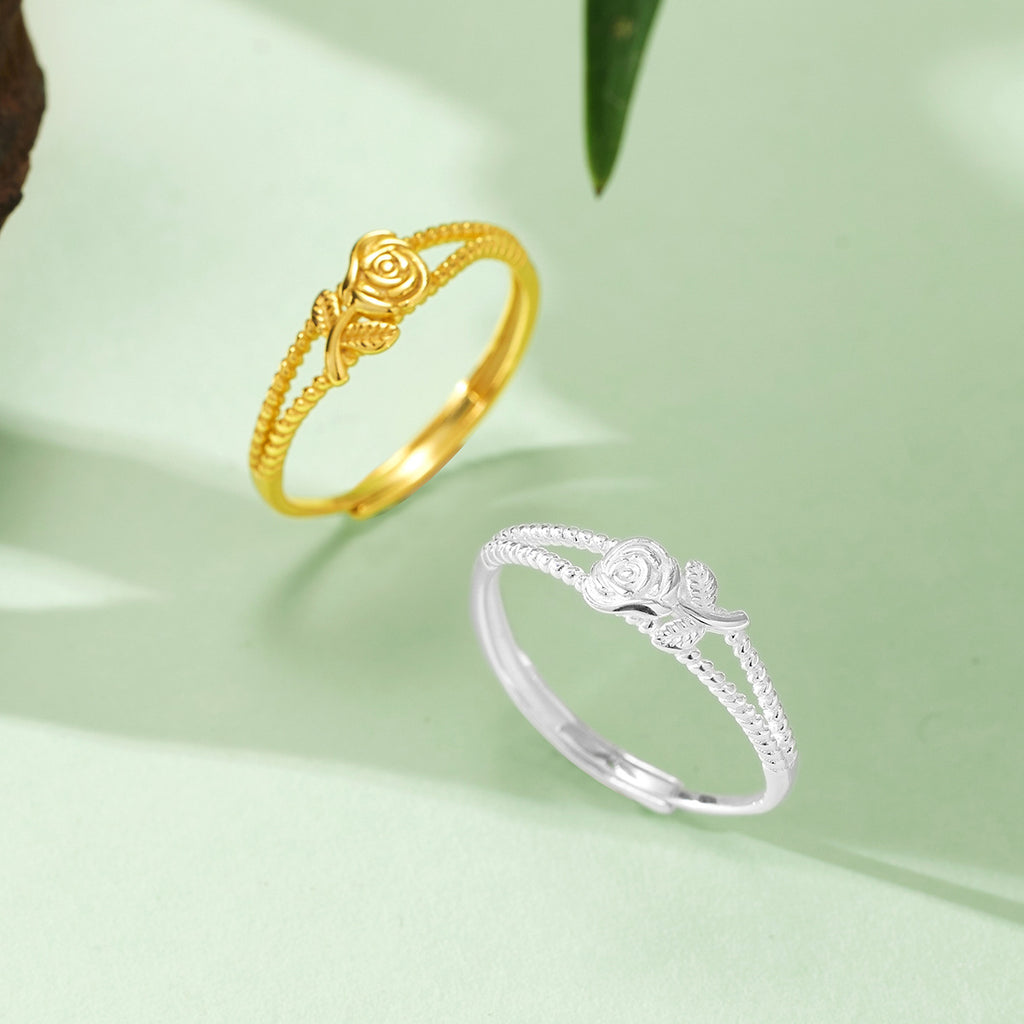 Damen filigraner Ring mit floralem Rosen-Design Shop Nory