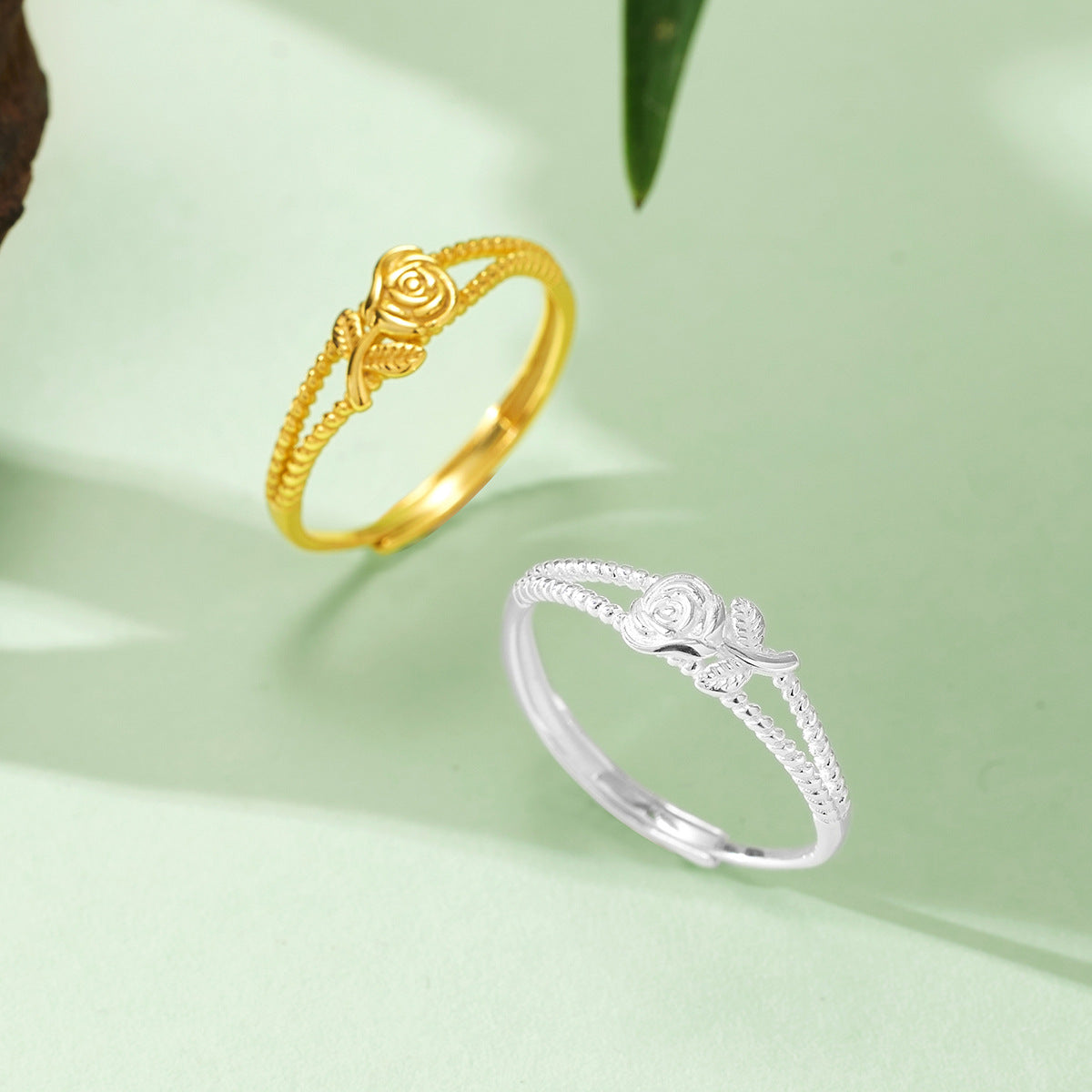 Damen filigraner Ring mit floralem Rosen-Design Shop Nory