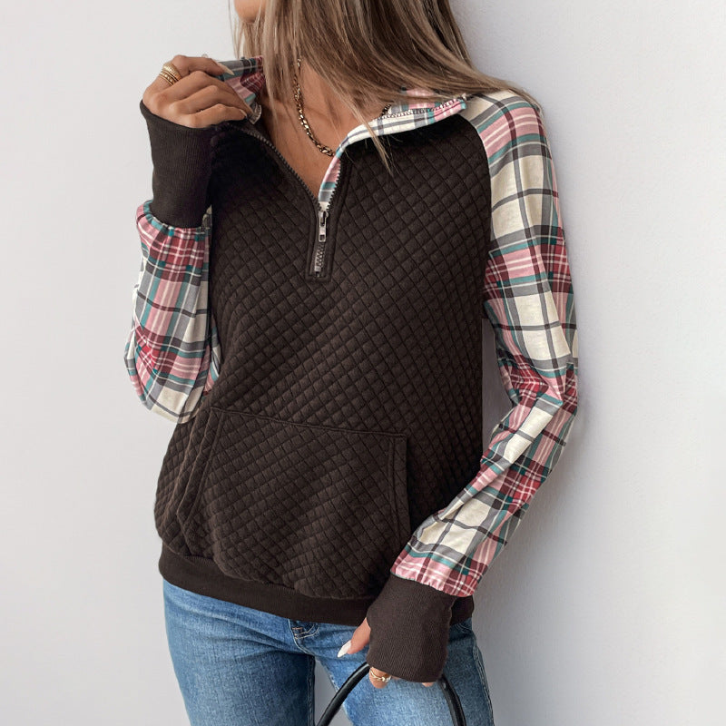Damen Sportlicher Pullover mit Karomuster Shop Nory