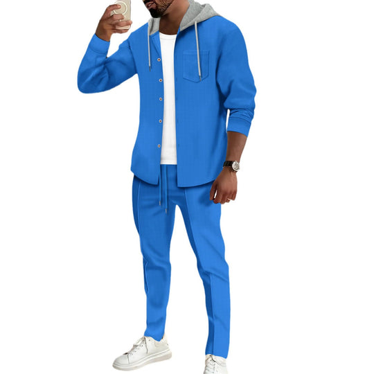 Herren nan strukturiertes Overshirt mit Kapuze und abgestimmter Relaxhose Shop Nory