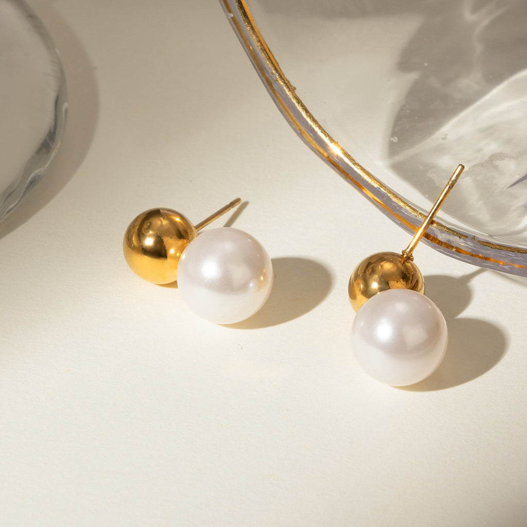 Damen Ohrhänger mit elegantem Perlenanhänger aus hypoallergenem Edelstahl Shop Nory