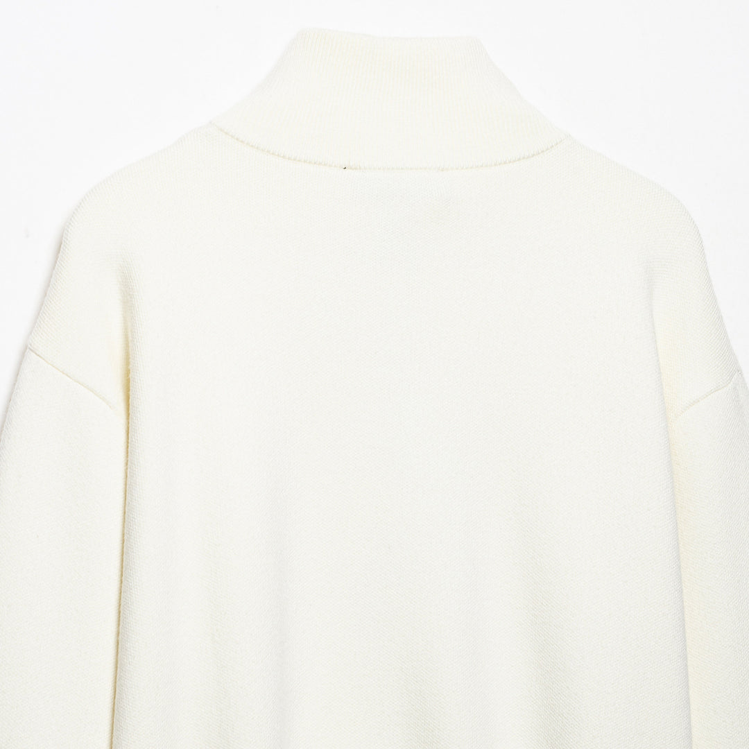Damen Cropped Oversize-Strickpullover mit halbem Metallreißverschluss und Funnelkragen Shop Nory