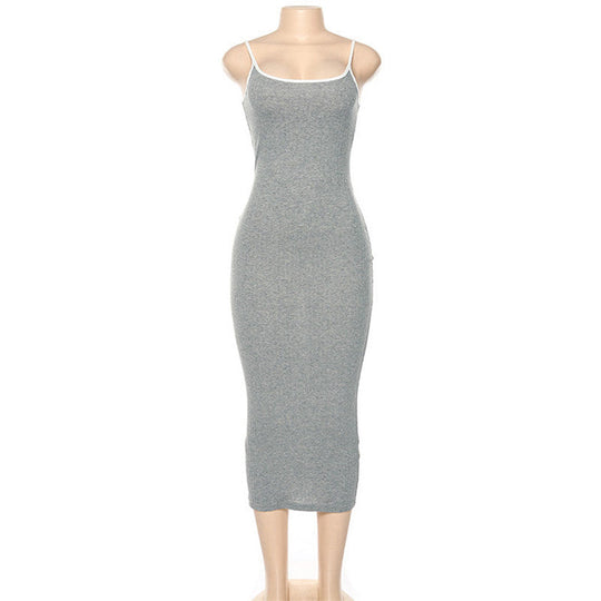 Damen Figurbetontes Maxikleid mit Spaghettiträgern und feinem Stretch