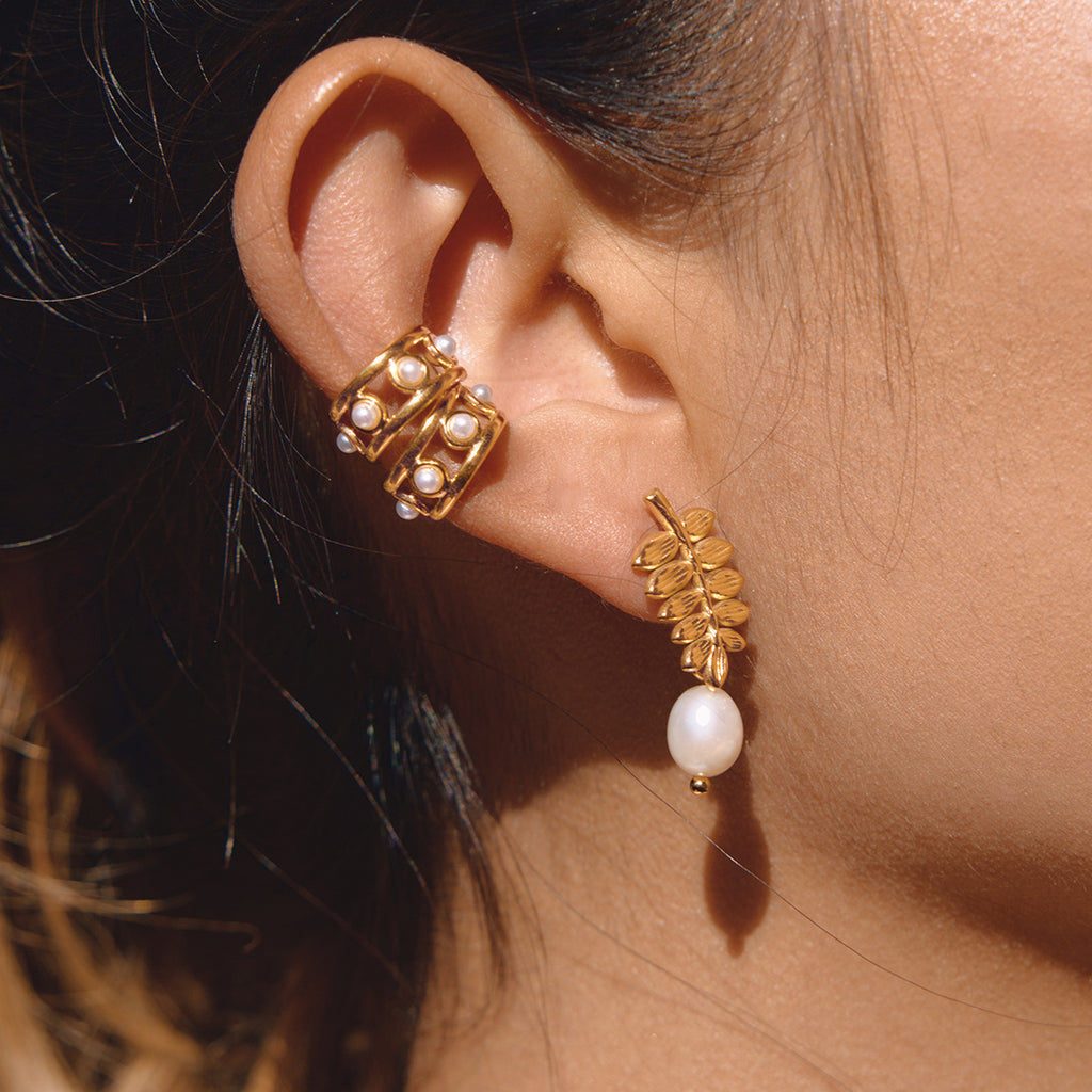 Damen Offener Ohrschmuck mit Perlendesign und hypoallergenen Eigenschaften Shop Nory
