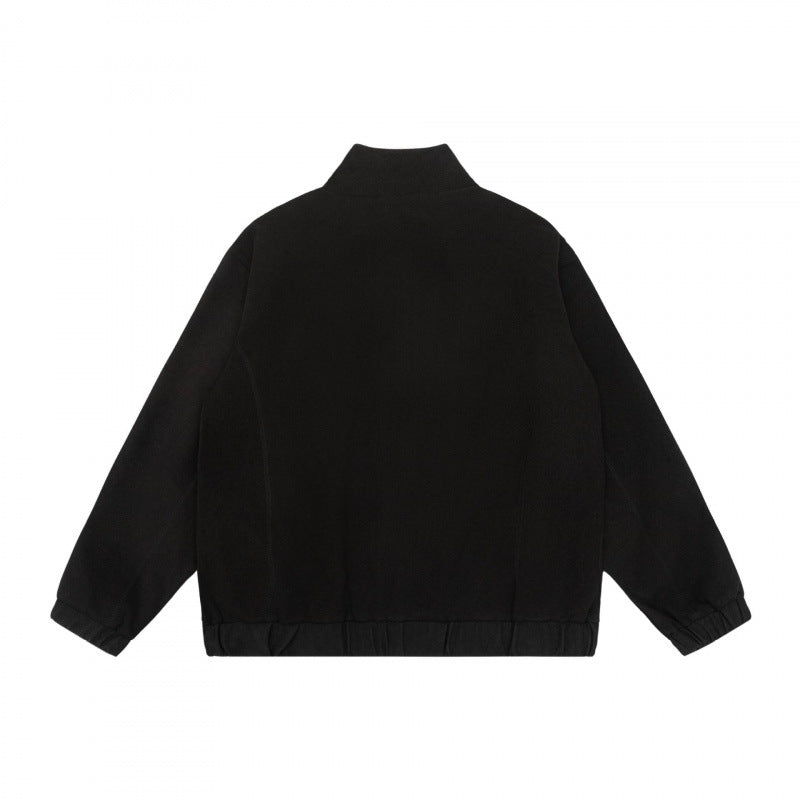 Unisex Kurz geschnittene Teddy‑Fleece‑Überjacke mit Stehkragen, durchgehendem Reißverschluss und elastischem Saum Shop Nory