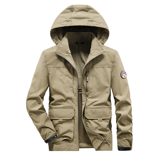 Herren Ultraleichte Kapuzen-Fieldjacke mit Mesh-Innenfutter und Mehrfach-Taschen Shop Nory