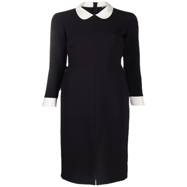 Damen Midikleid mit Peter-Pan-Kragen, tailliertem Schnitt und langen Ärmeln Shop Nory