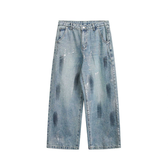 Damen weite Cropped-Jeans hochtailliert mit Used‑Effekt und Fleckoptik Shop Nory