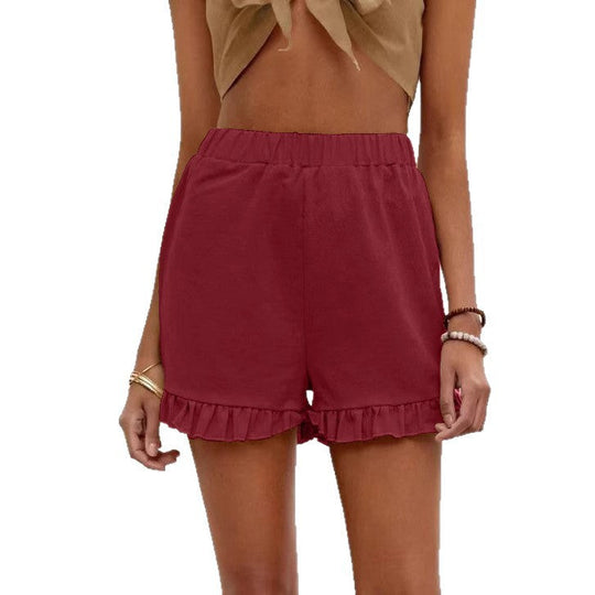 Damen Shorts mit Rüschendetails und Elastischem Bund