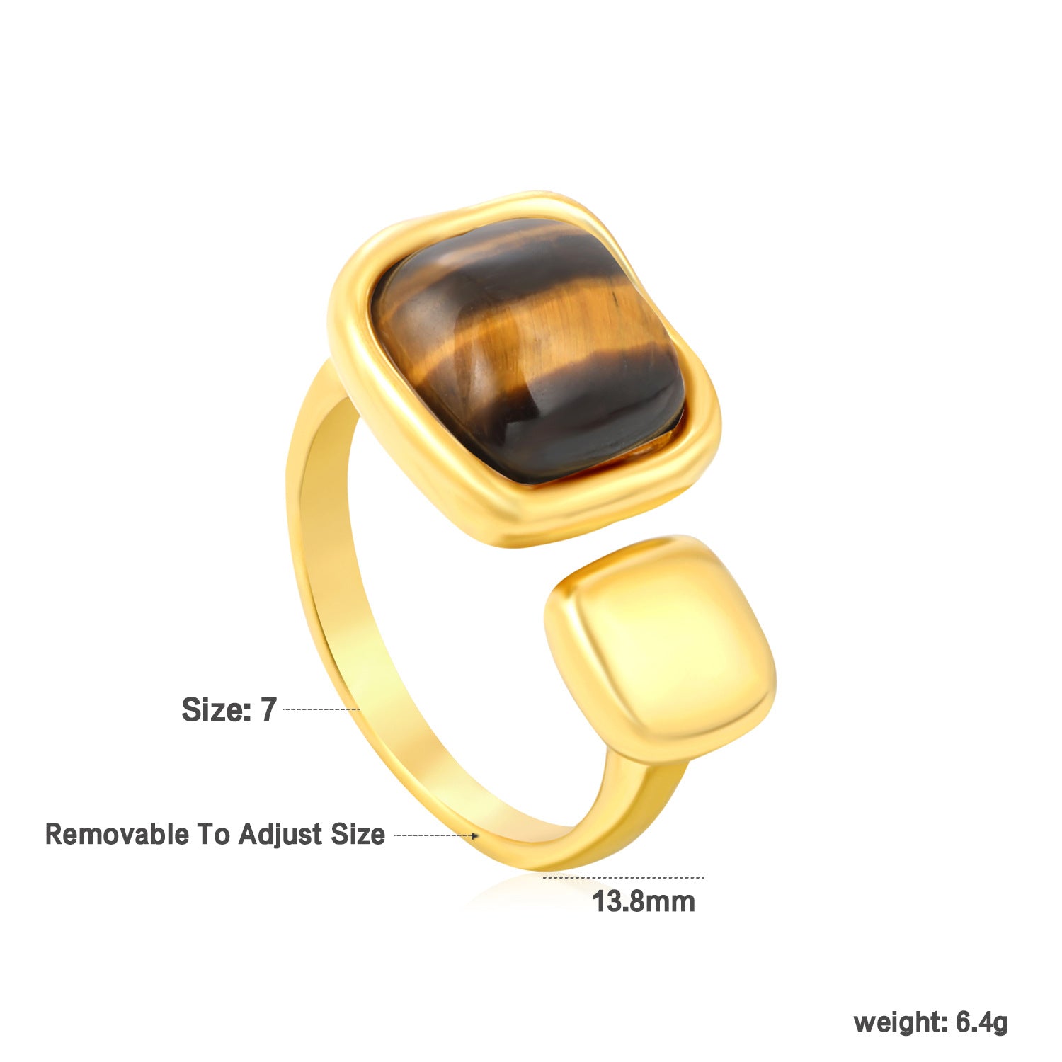 Damen Ring mit verstellbarem Design und edelem Tigerauge Shop Nory