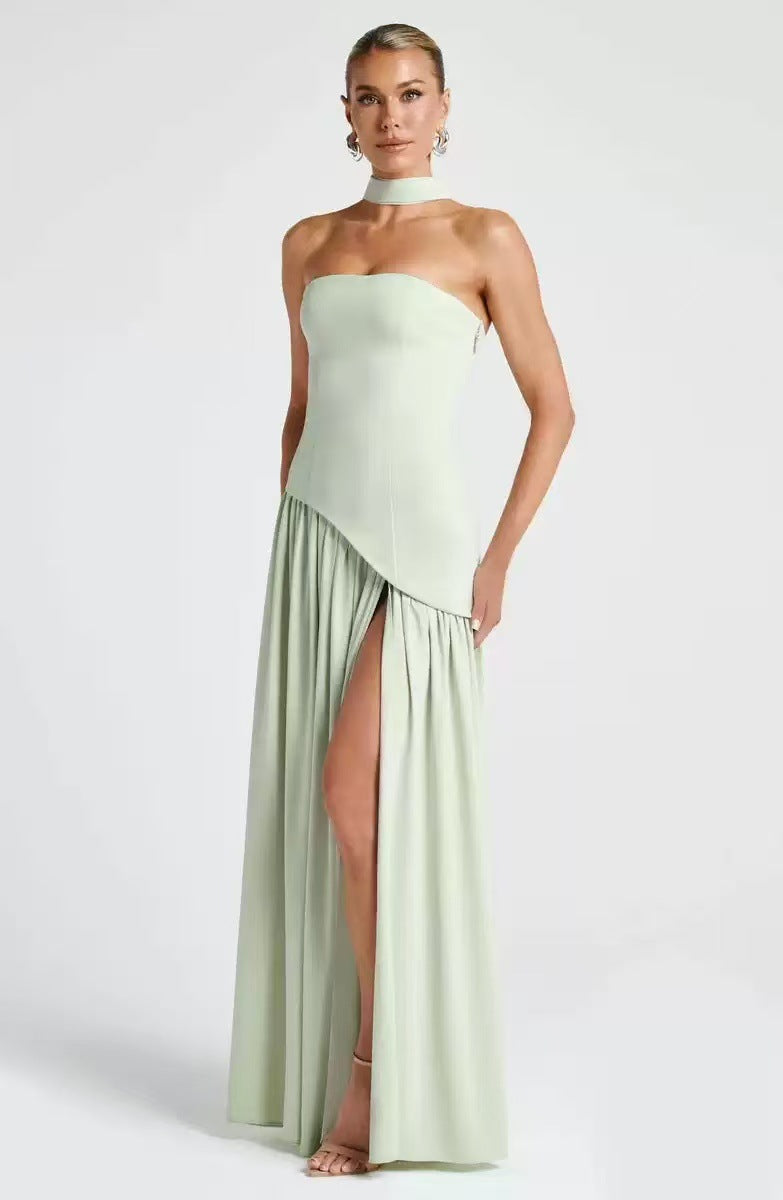 Damen Maxikleid mit figurbetontem Oberteil und schwingendem Rock