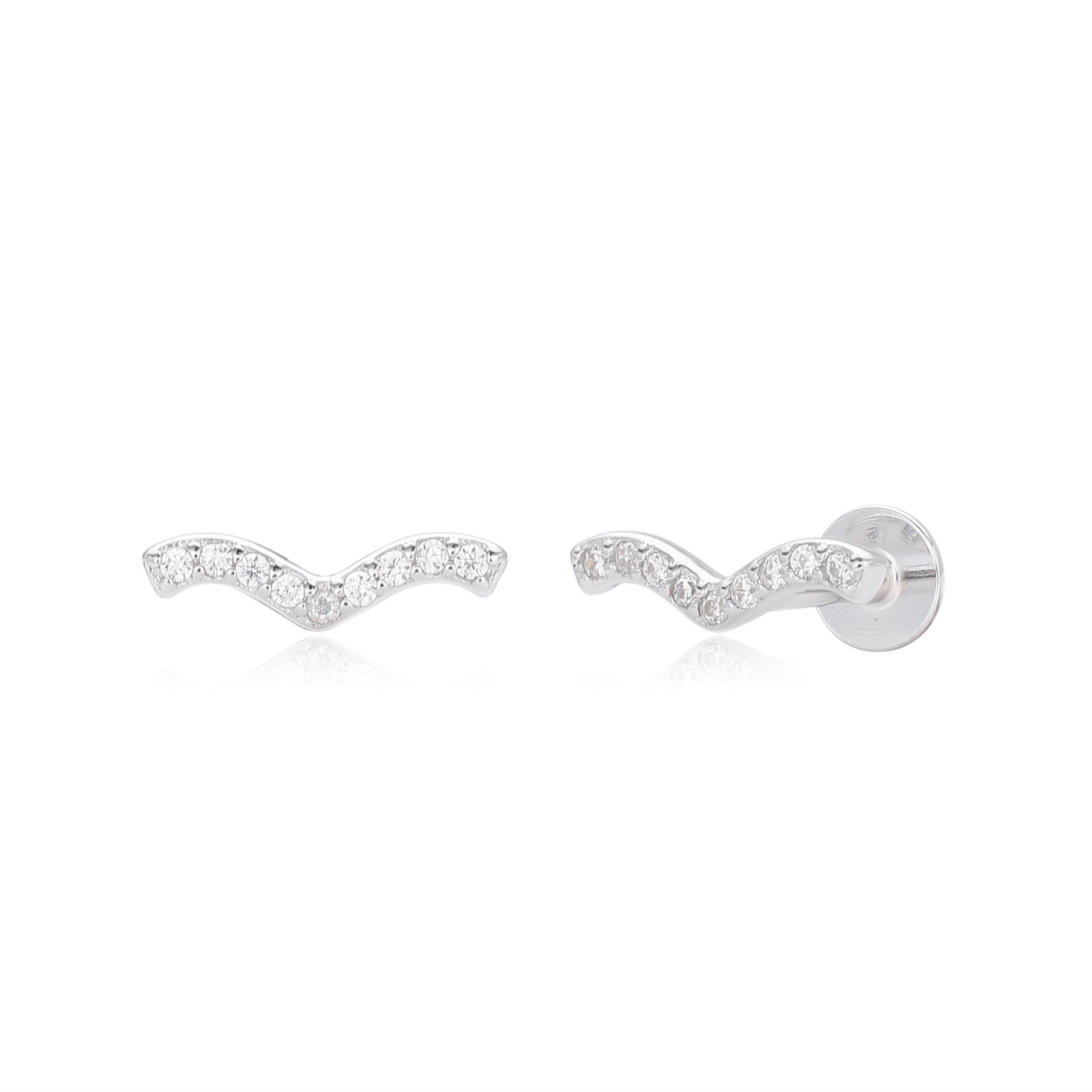 Damen Ohrstecker in modernem Schwungdesign mit funkelnden Zirkonia aus hochwertigem 925 Sterlingsilber Shop Nory