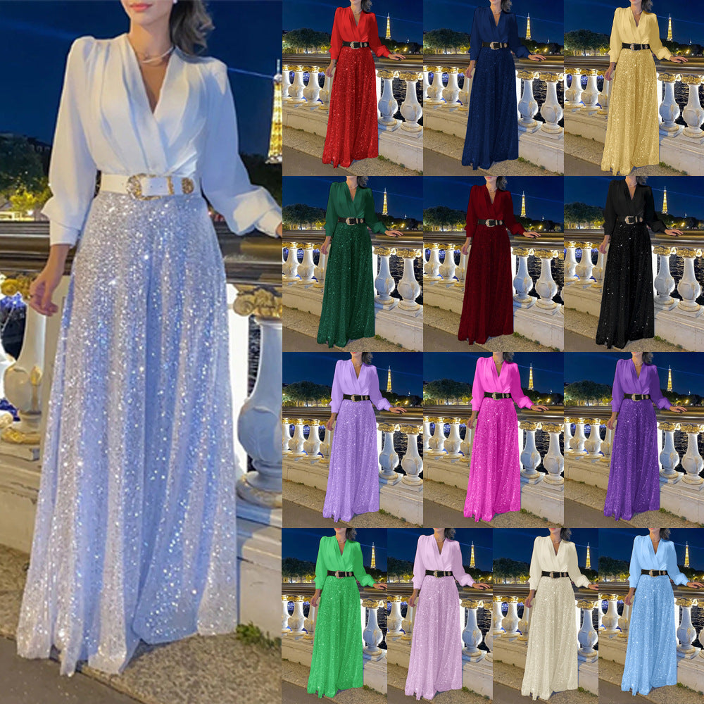 Damen Funkelndes Abendkleid mit elegantem Oberteil und glitzerndem Rock