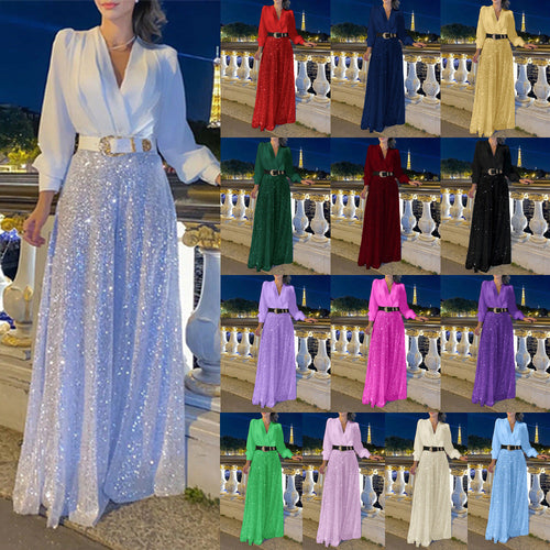Damen Funkelndes Abendkleid mit elegantem Oberteil und glitzerndem Rock