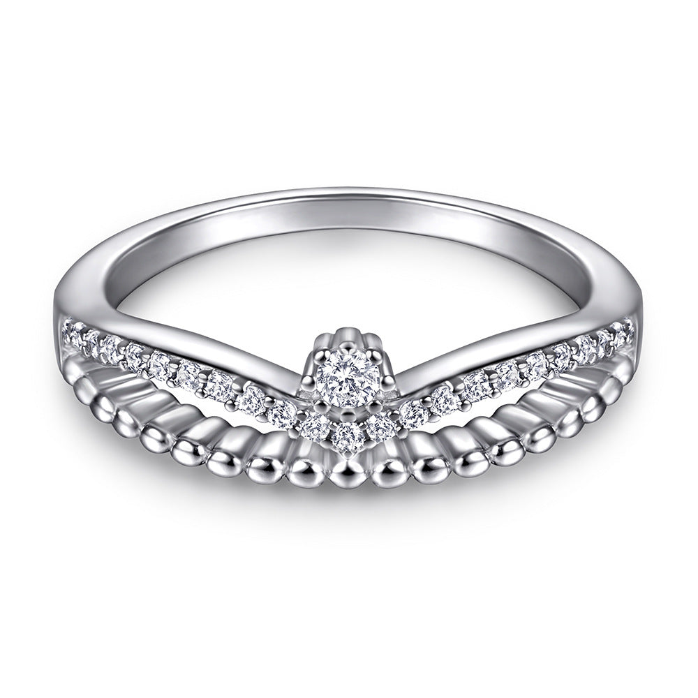 Damenring mit elegantem V-Design und funkelndem Zirkonia-Besatz Shop Nory