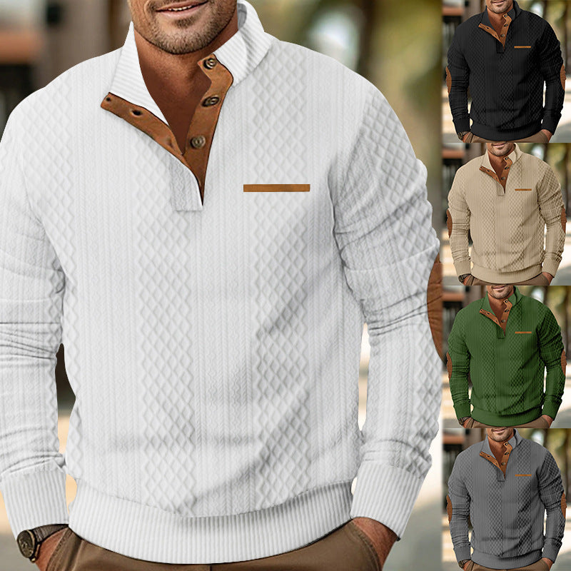 Herren Strickpullover mit modernem Kragen und strukturierter Oberfläche