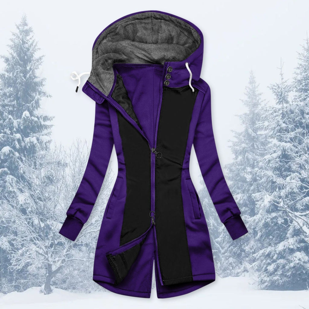 Damen sportliche Windbreaker-Jacke mit hohem Kragen und warmem Innenfutter Shopnory