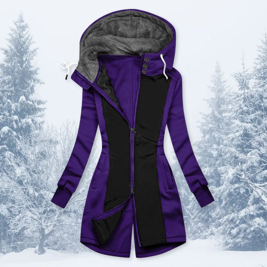 Damen sportliche Windbreaker-Jacke mit hohem Kragen und warmem Innenfutter Shopnory