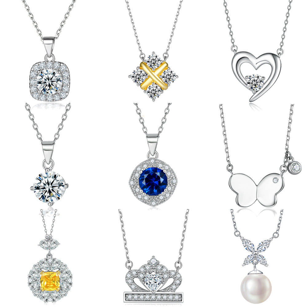 Damen Halskette mit herzförmigem Kronen-Anhänger und funkelndem Zirkonia-Besatz Shop Nory